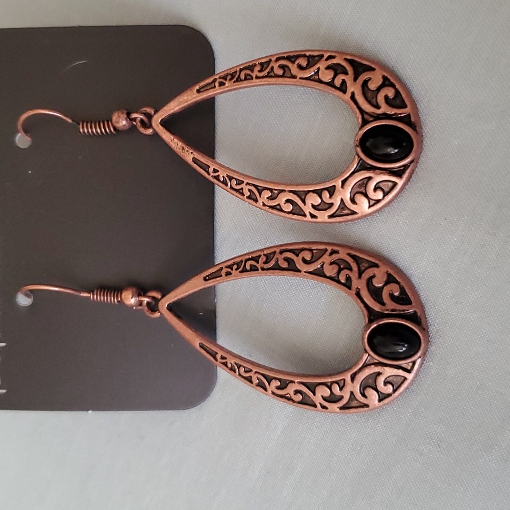 NWT Copper & Black Dangle Earrings